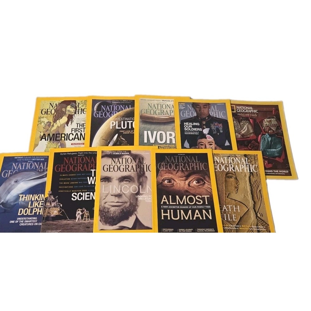 National Geographic Magazine Lot 9 2015 Pluto Dolphins Lincoln Almost Human